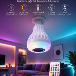 Kablosuz Bluetooth Hoparlör Led Lamba