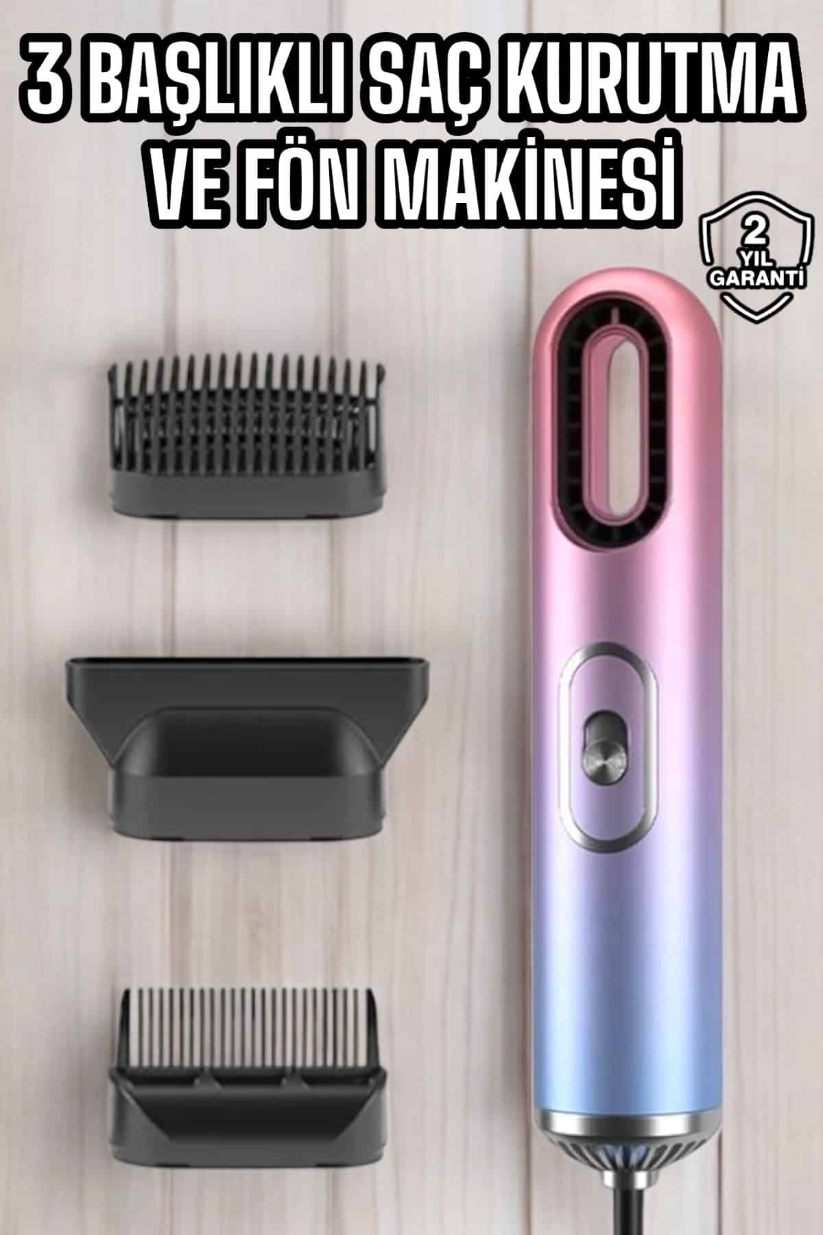 3 Başlıklı Saç Kurutma ve Fön Makinesi Sıcak Soğuk Ayarlı