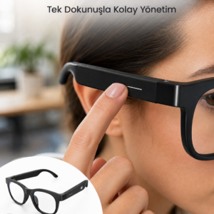 Yapay Zekâ Destekli Bluetooth Gözlük Telefon Görüşmesi Müzik Dinleme Manyetik Şarj ve Açık Kulak Teknolojisi