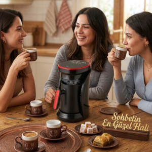 Modern Tasarımlı Türk Kahvesi Makinesi Taşma Emniyetli 4 Fincan Kapasiteli