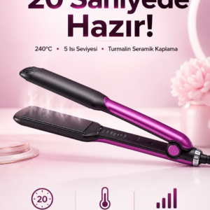 Saç Düzleştirici Isı Ayarlı Seramik Kaplama Döner Kablo Yıpranma Karşıtı