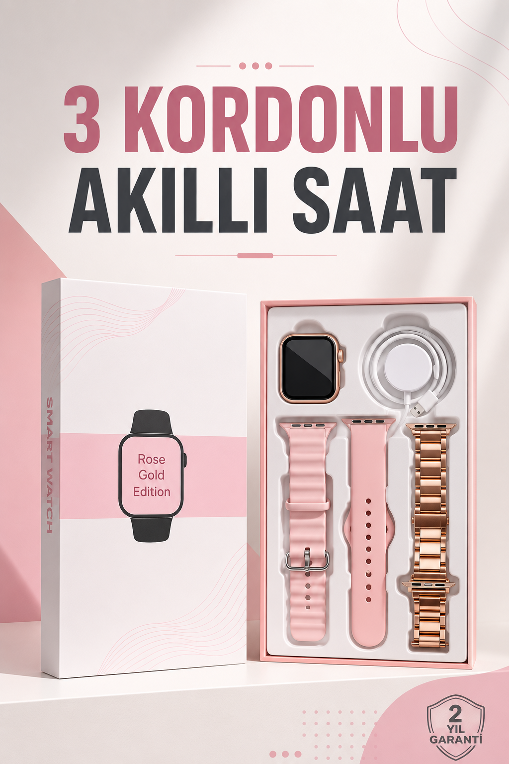 Akıllı Saat Amoled Ekran 3 Kordonlu Aksesuar Hediyeli Sesli Görüşme