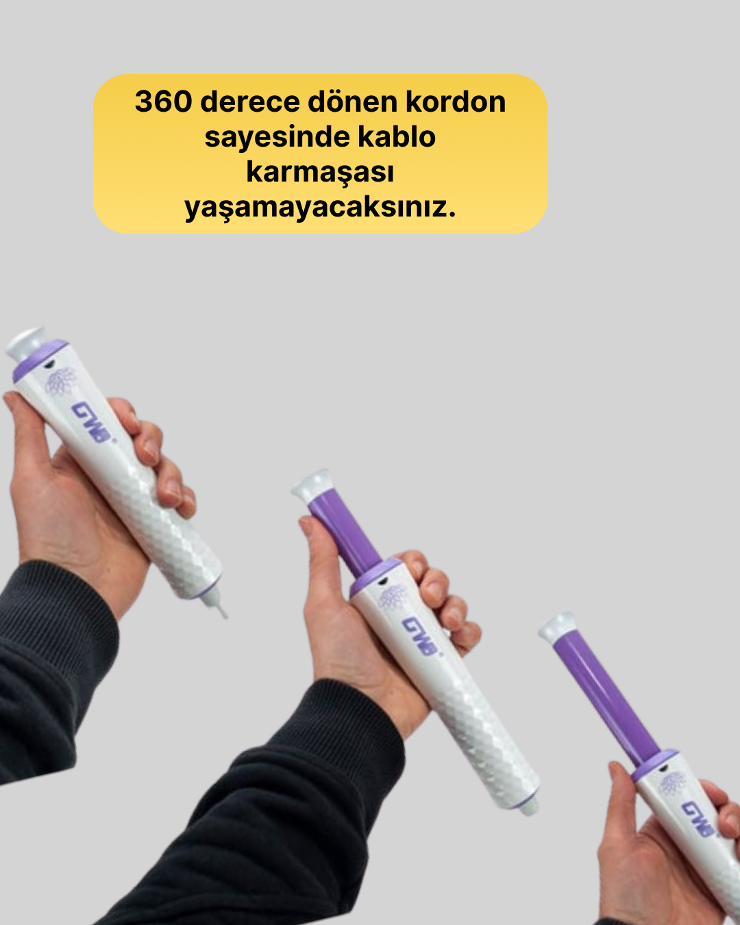GW Taşınabilir Saç Maşası – Tourmaline Seramik, Negatif İyon Teknolojisi