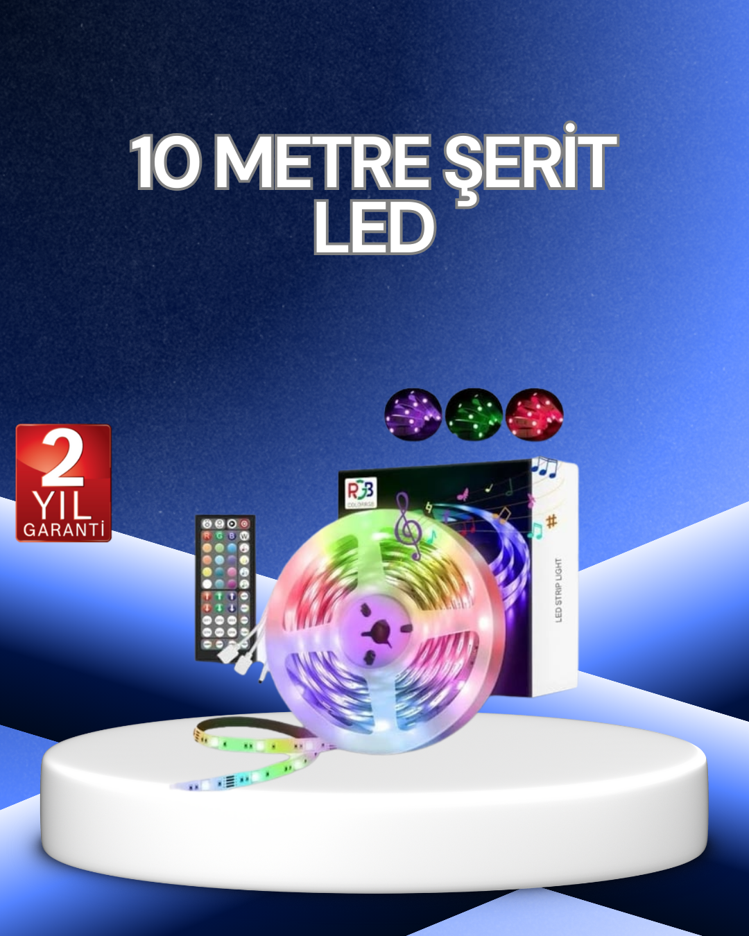 10 Metre Smart Şerit Led Bluetooth Telefon Kontrollü USB Enerjili