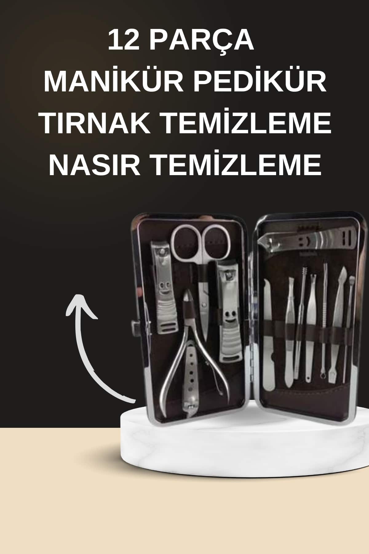 Elektrikli Manikür Pedikür Seti İkili Set 12 Parça Tırnak Bakımı Törpü Protez Çıkarma