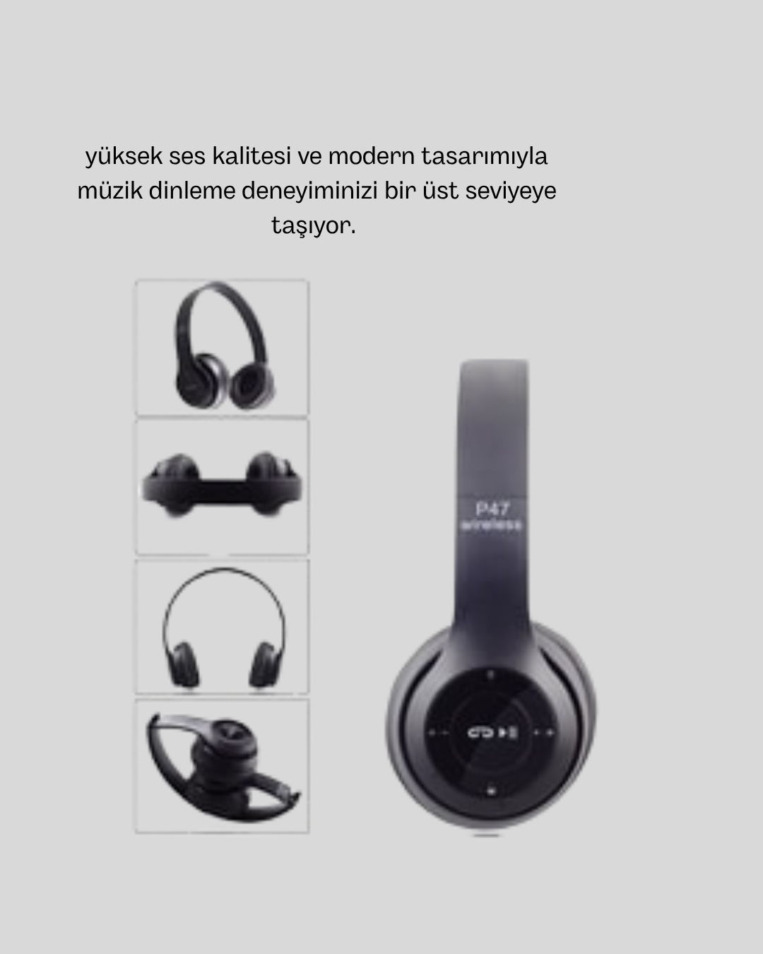 Bluetooth Kablosuz Kulaklık – Extra Bass, TF Kart, Mikrofonlu, Ayarlanabilir Ergonomik Tasarım