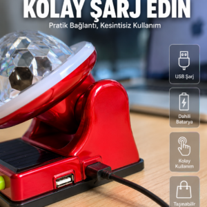 Güneş Enerjili LED Disco Lamba Şarjlı RGB Parti ve Dekoratif Aydınlatma Lambası