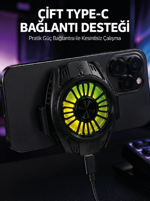 Manyetik Bağlantılı Çift Type-C Girişli Telefon Soğutucu