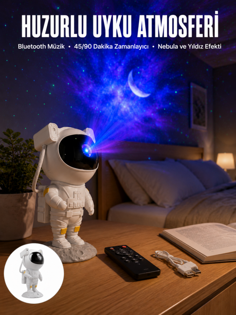 Astronot Görünümlü Projeksiyon Speaker Taşınabilir