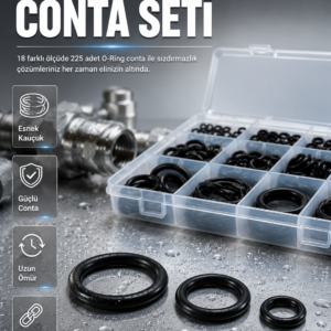 Organizer Kutulu O-Ring Conta Seti 225 Parça | Dayanıklı Kauçuk Sızdırmazlık Contaları