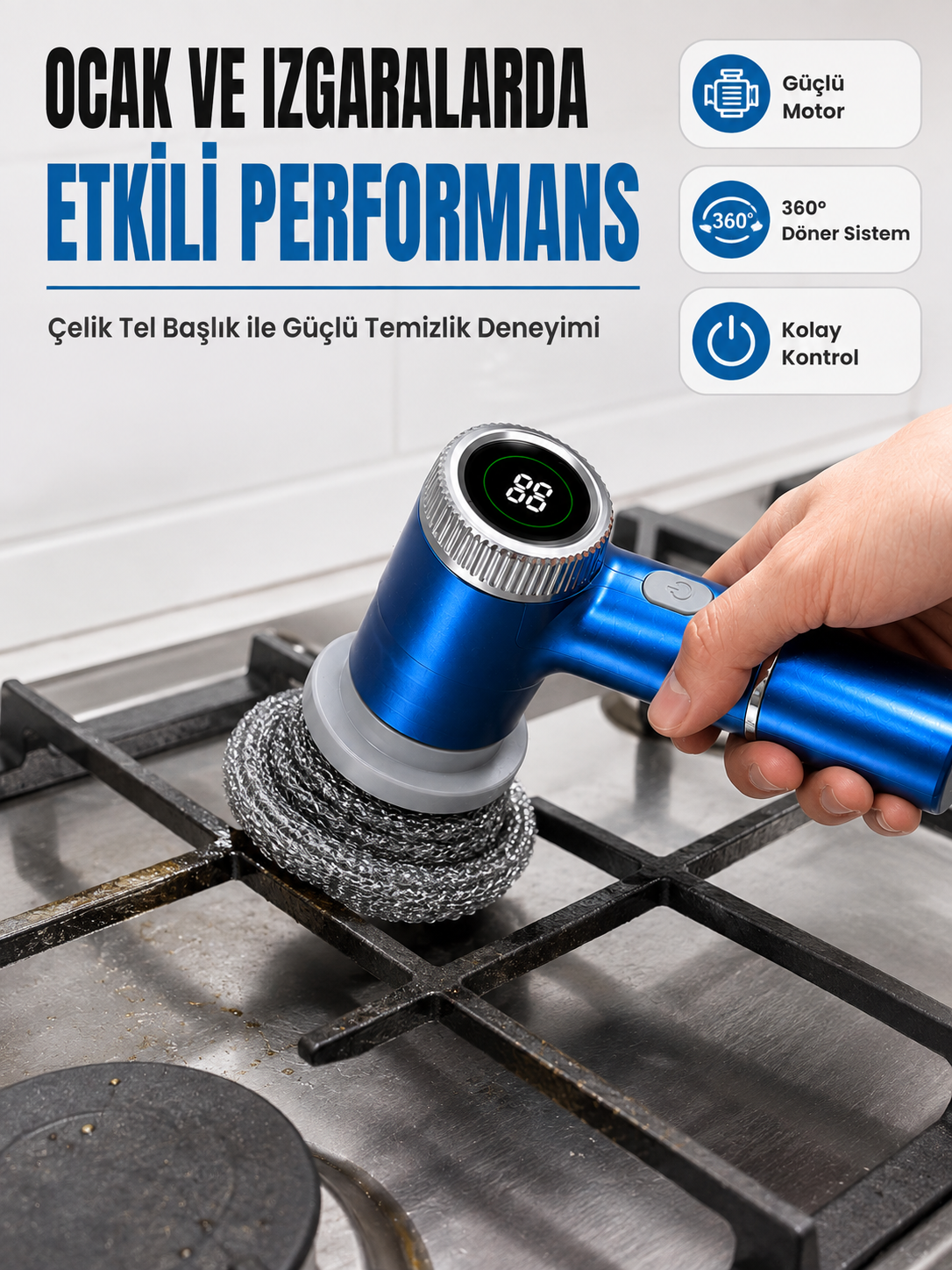 5 Farklı Değiştirilebilir Başlık ile Her Yüzey İçin Etkili Temizlik