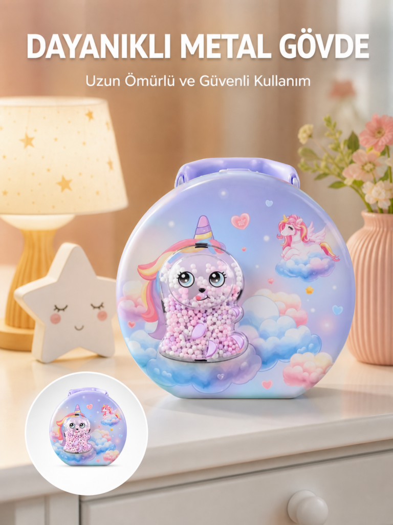 Şifreli Çocuk Para Kasası Metal Gövdeli Güvenli Kutu