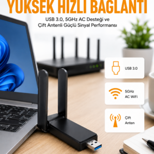 Mbps Wifi Alıcı Kablosuz Wifi Adaptörü Çift Band Çift Antenli Yeni Nesil