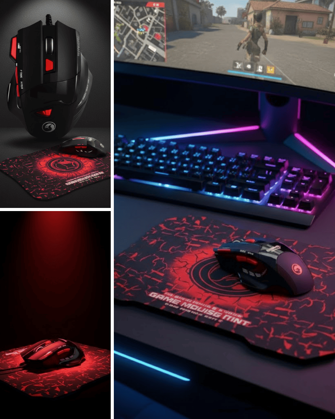 Ergonomik Gaming Mouse ve Mousepad 3 DPI Ayarlı LED Işıklı Tasarım