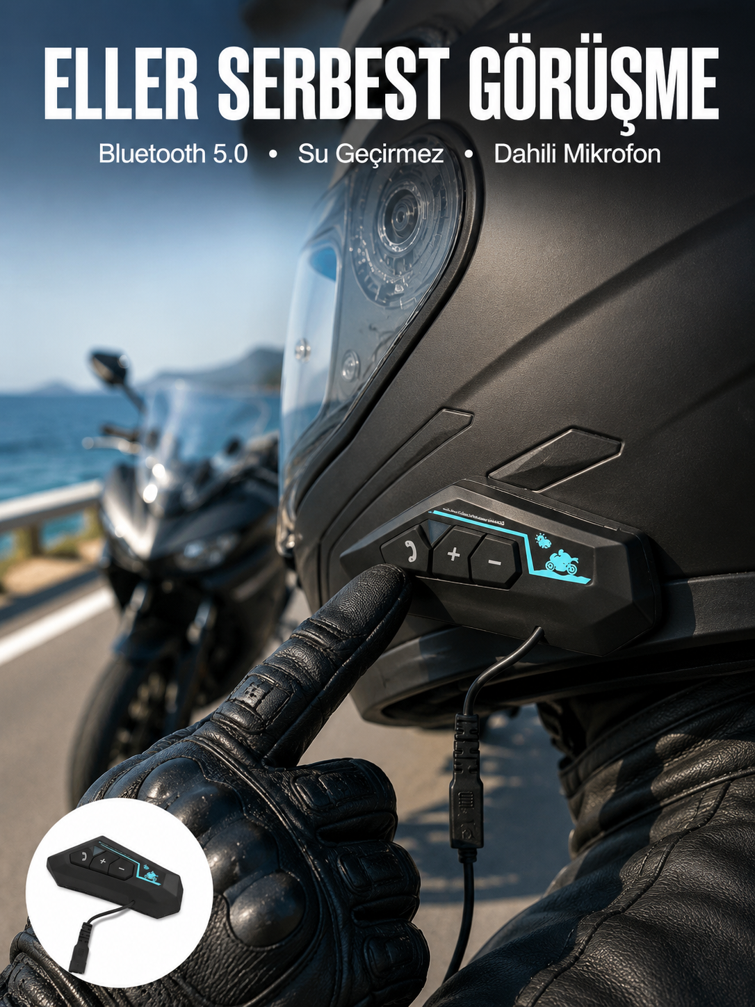 Kask Kulaklığı Motosiklet Intercom Interkom Dinleme Konuşma Özellikli Su Geçirmez