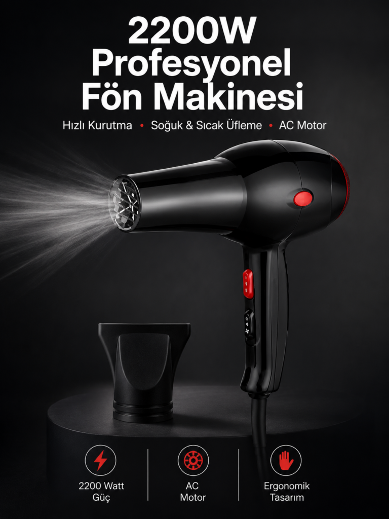 Tüm Saç Tiplerine Uygun, İki Kademeli Hız Ayarlı Fön Makinesi