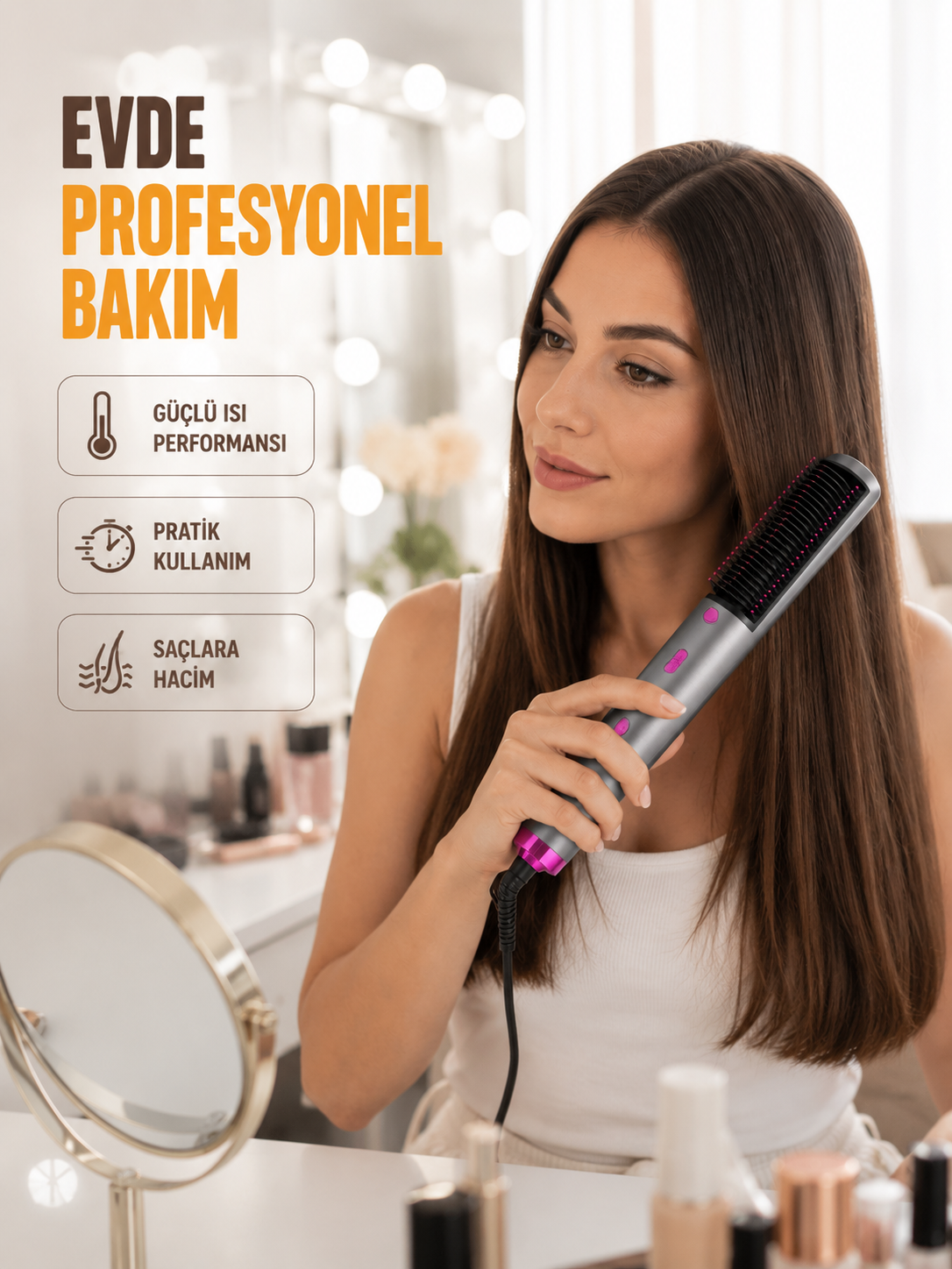 Ergonomik Tasarımlı Hafif ve Taşınabilir Sıcak Hava Fırçası