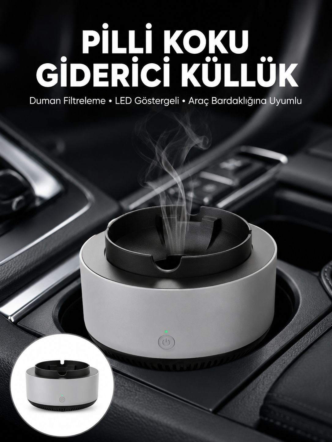 Kül Tablası Hava Temizleyici Araç Akıllı Küllük Duman Temizleyici