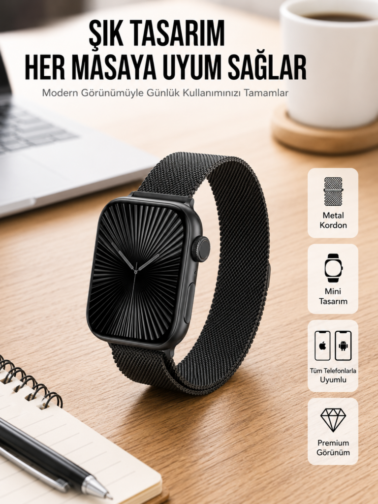 SQ-16 Mini Series 10 Akıllı Saat | Şık ve Hafif Tasarım, 3 Kordon Seçeneği