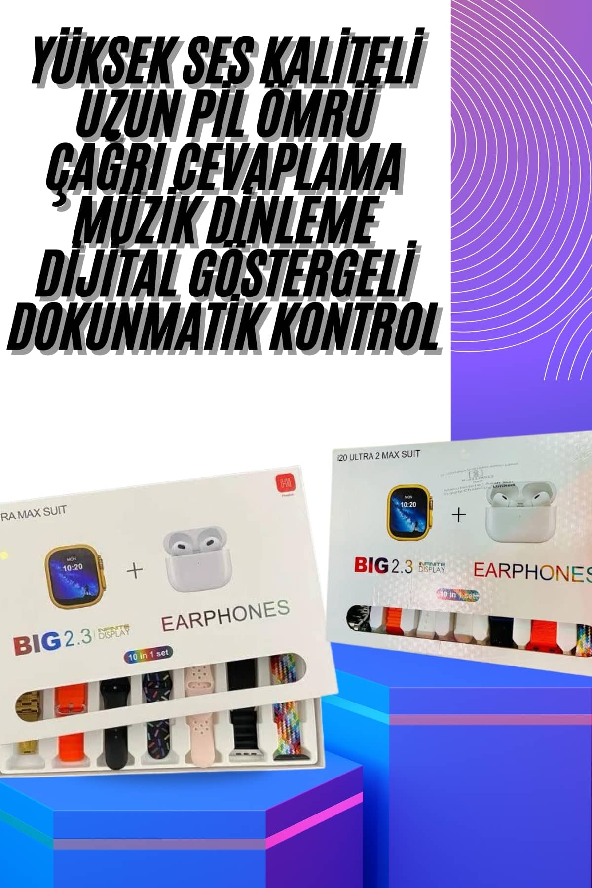 Akıllı Saat ve Air Pro Kulaklık 7 Kordonlu Çok Fonksiyonlu İkili Set Yeni Nesil