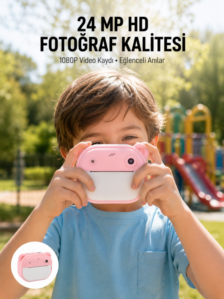Anında Baskı Özellikli Şipşak Kamera 24MP HD Çift Lensli ve 32GB Hafızalı