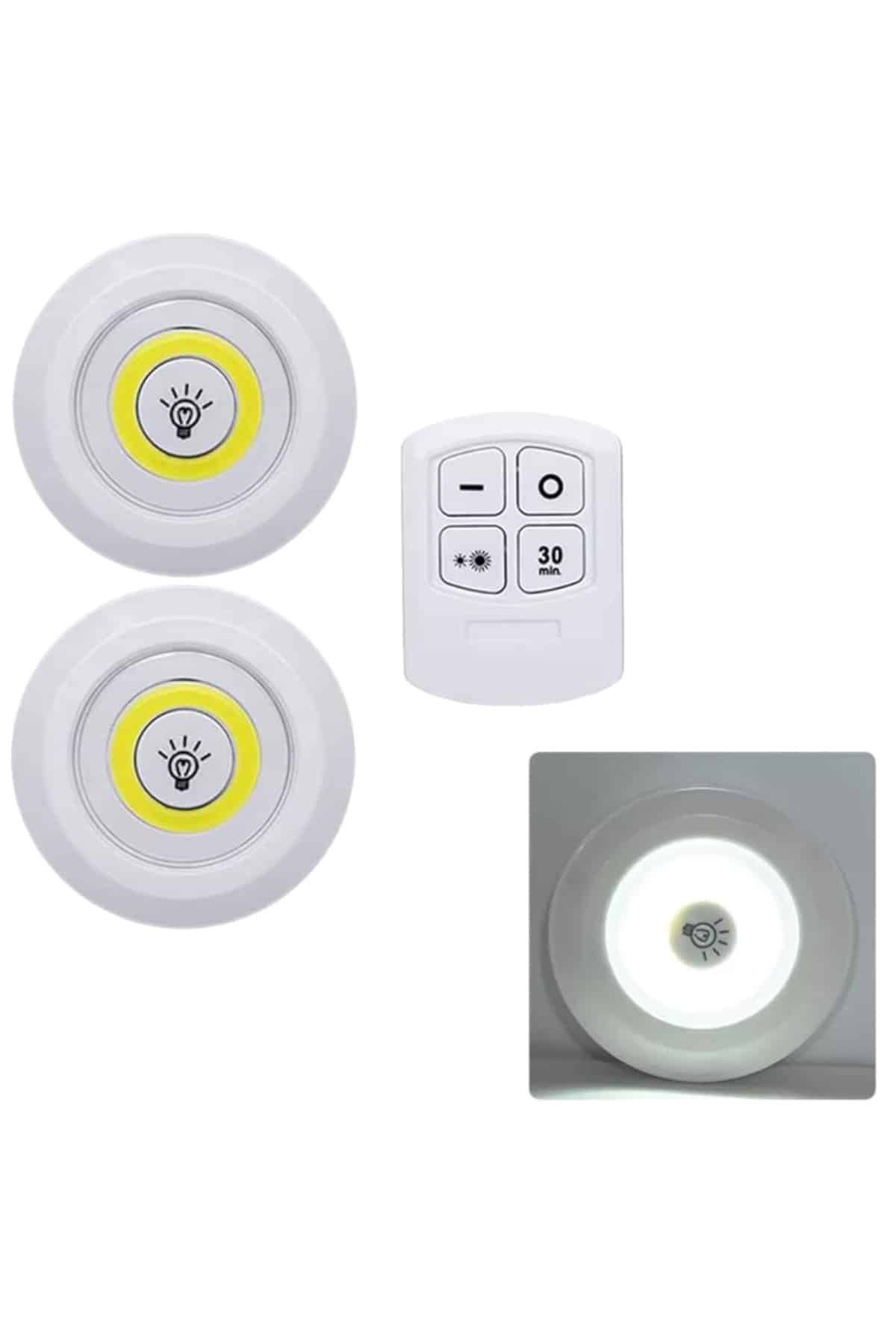 Led Lamba 3'lü Uzaktan Kumandalı Yapışkanlı