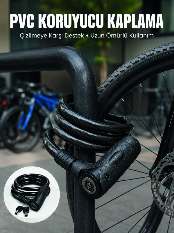 24 mm Kalın Çelik Halat ile Motosiklet ve Bisikletiniz İçin Güçlü Güvenlik