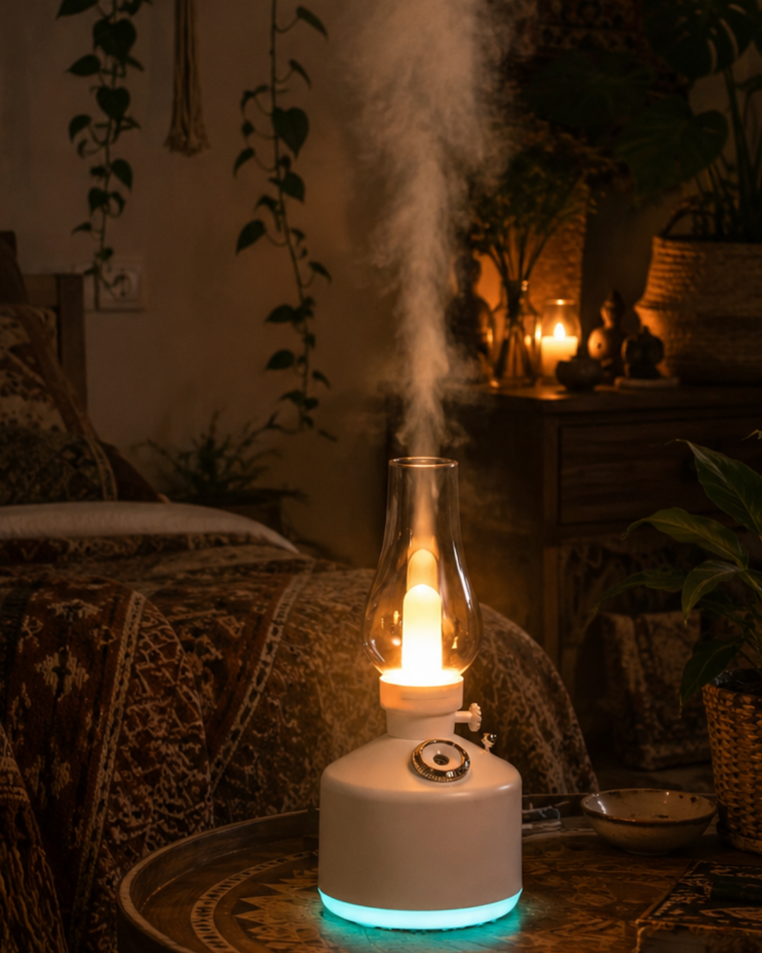 LED Işıklı Vintage Hava Nemlendirici Aromaterapi Difüzörü USB Şarjlı
