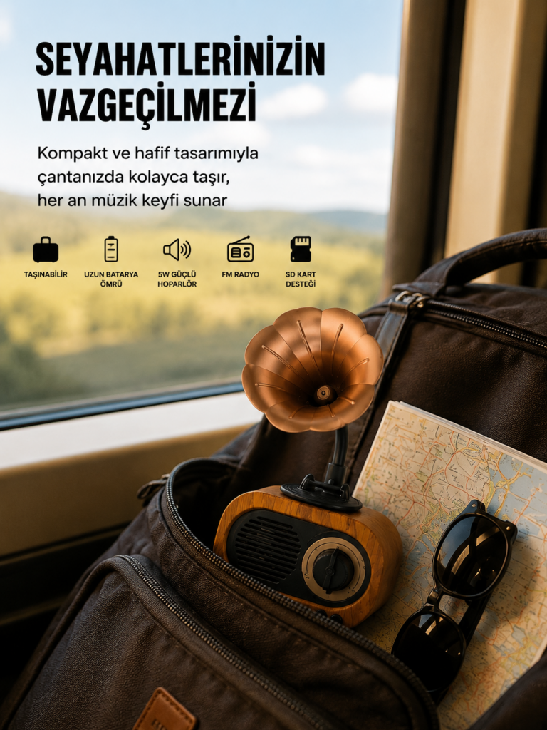 Şarjlı Mini Retro Radyo Bluetooth Hoparlör Çoklu Bağlantı Seçenekli Yeni Nesil