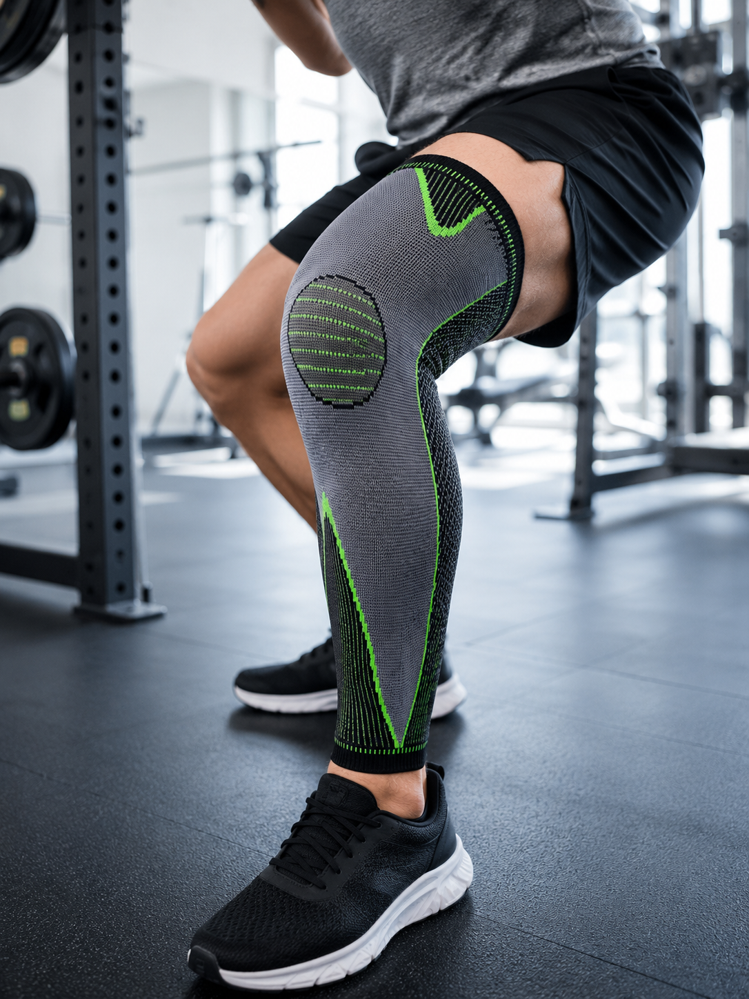 Ergonomik Uzun Spor Dizliği Esnek Kumaşlı Tam Boy Kompresyon Desteği
