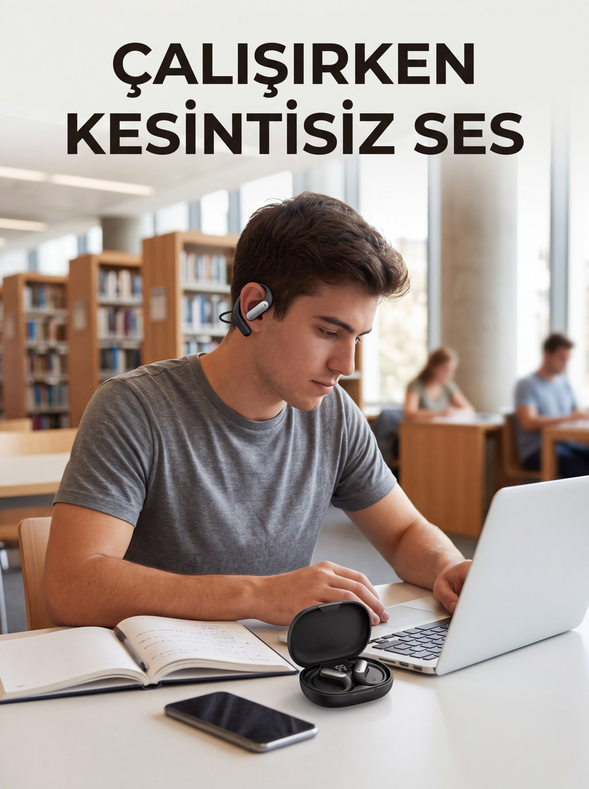 Kablosuz Spor Kulaklığı Kulak Kancalı Bluetooth Kulaklık Şarj Kutulu