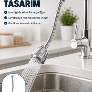 Çok Fonksiyonlu Musluk Uzatma Aparatı 360° Hareketli Krom Musluk Başlığı