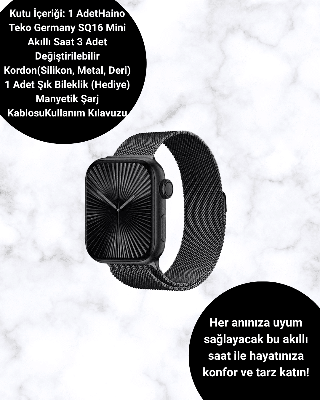 Akıllı Saat SQ-16 Mini Series 10 | Unisex Tasarım, Sağlık ve Spor Takibi