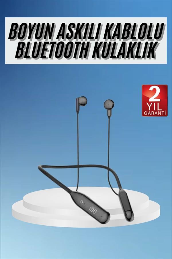 60 Saat Kablolu Boyun Askılı Dijital Göstergeli Bluetooth Kulaklığı Yeni Nesil