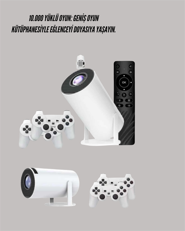 Kablosuz 4K Projeksiyon – Wi‑Fi 6 & Bluetooth 5.0 ile Oyun ve Uygulama Merkezli