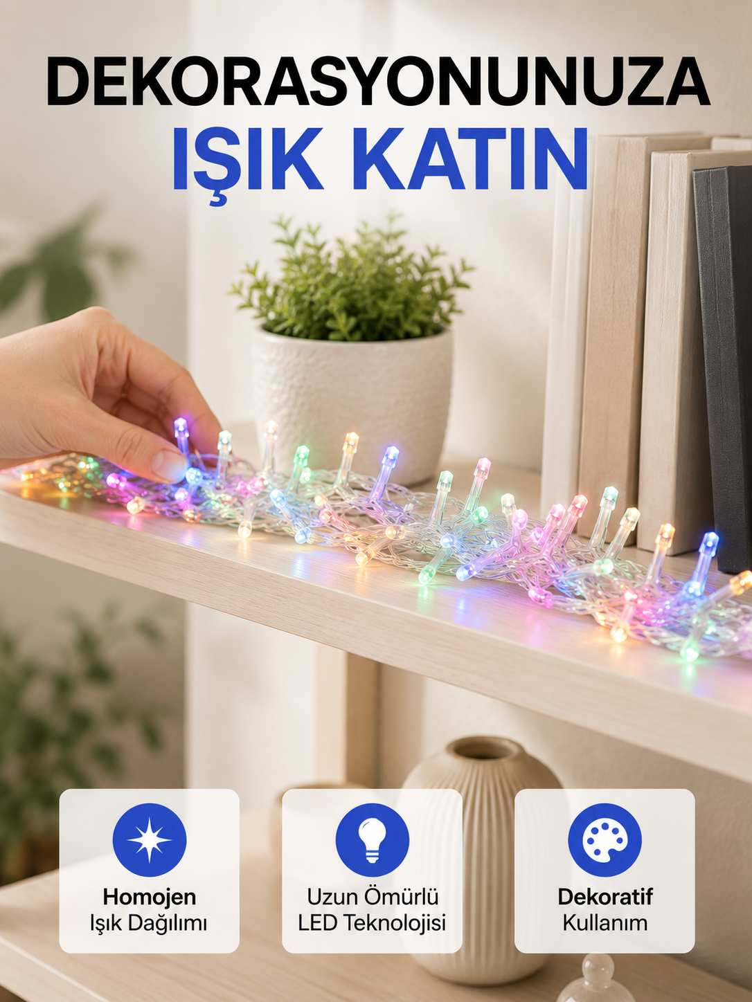 50’li LED Şeffaf Kablolu 5 m Aydınlatma Işık Süsleme Led