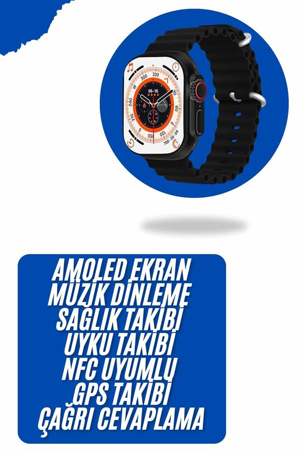 Yeni Nesil Akıllı Kol Saati Nabız Ölçer GPS Uyumlu 49 MM Kasa