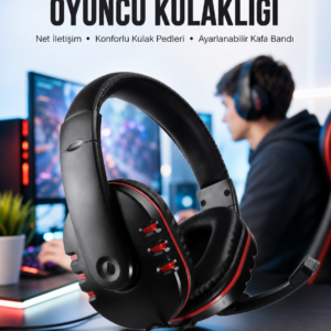 Oyuncu Kulaklığı Kulak Üstü Kablolu Stereo Mikrofonlu Yumuşak Kulak Yastığı Yeni Nesil