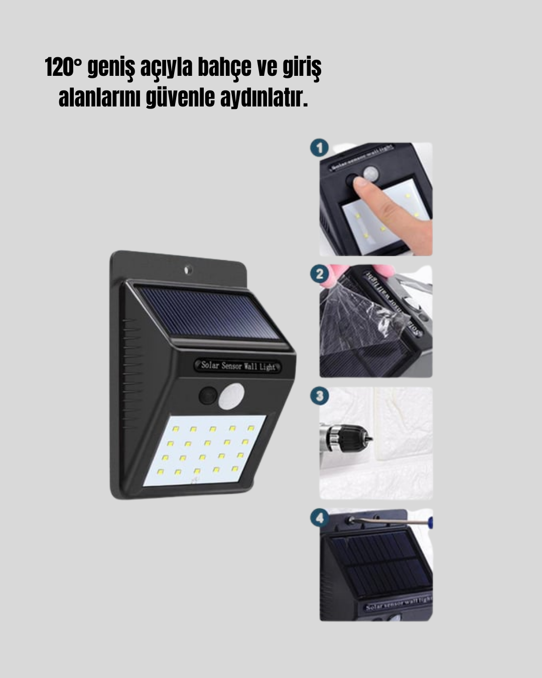 Hareket Algılamalı Solar LED Güvenlik Lambası Yeni Nesil
