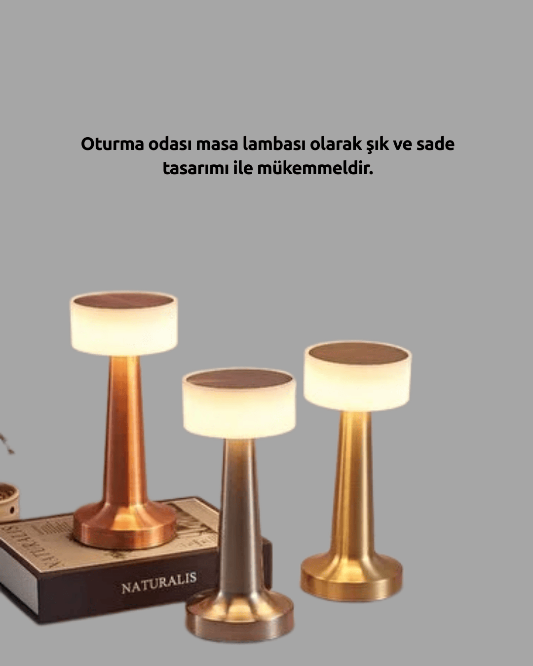 3 Kademeli Dokunmatik Başucu Lambası Pil ile Sağlam Kablosuz Tasarım