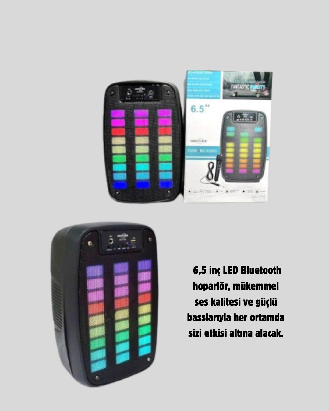 GTS 1793 Işıklı 6.5 İnç Kablosuz Hoparlör Bluetooth, USB ve FM Özellikli