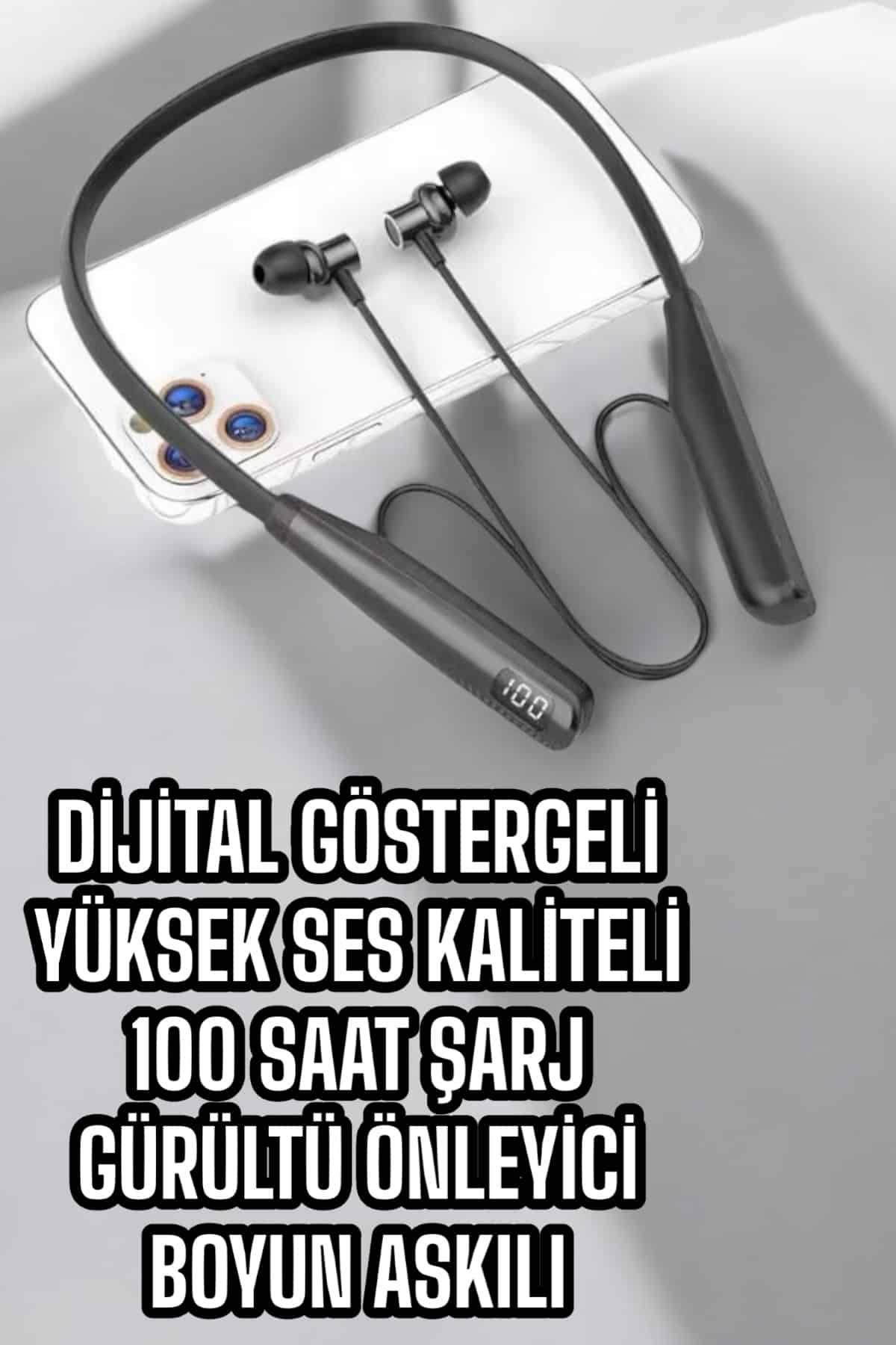 Dijital Batarya Göstergeli Bluetooth Özellikli Boyun Askılı Kulaklık