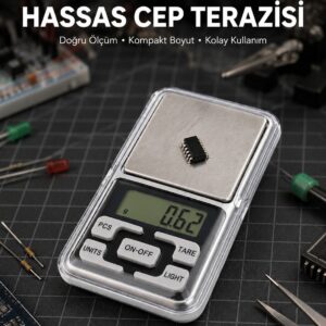 Kapaklı Dijital Cep Terazisi Hassasiyet 300 Gr