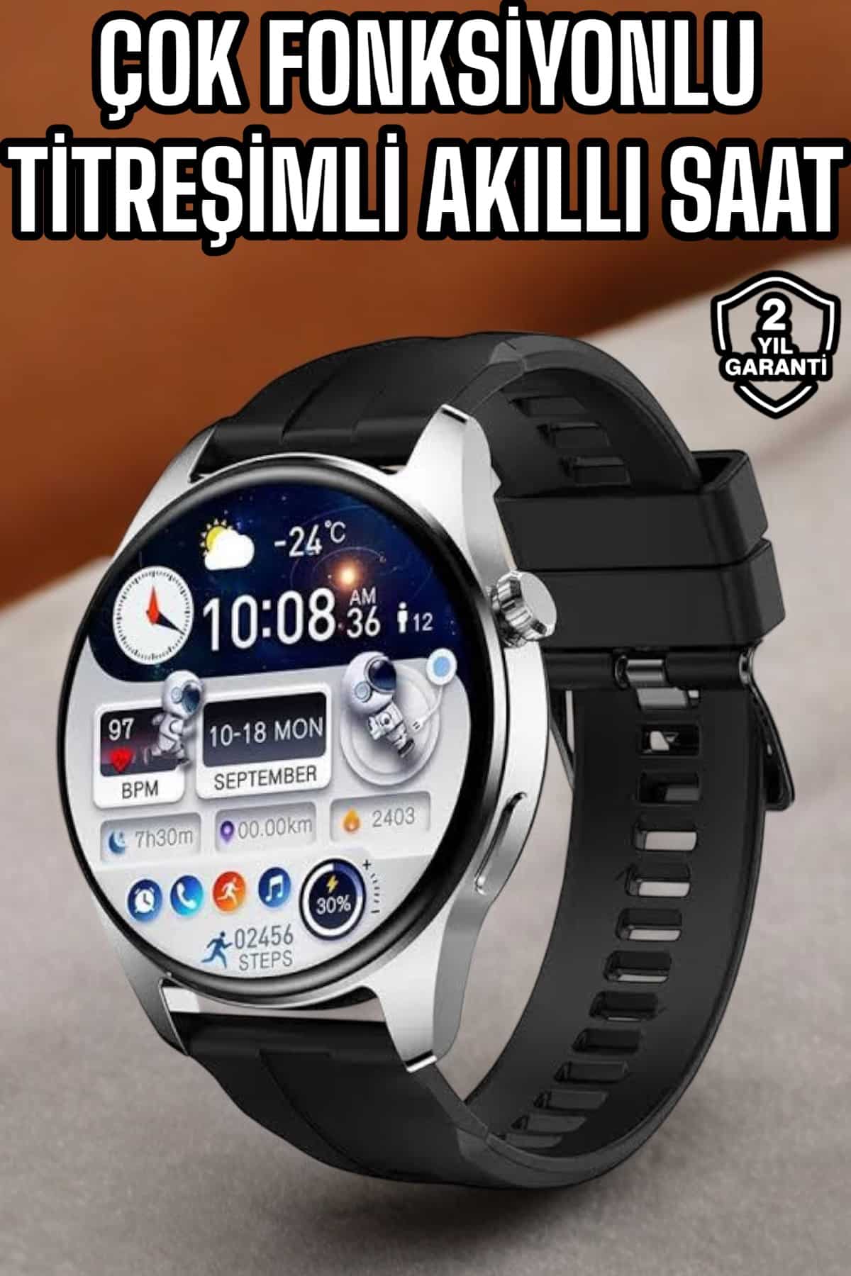 Bluetooth bağlantılı, NFC ve GPS uyumlu titreşimli akıllı saat tema değiştirme