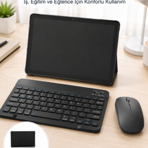 Android İşletim Sistemli SIM Kart Girişli Tablet Bluetooth Klavye Mouse Seti Mobil İnternet Destekli