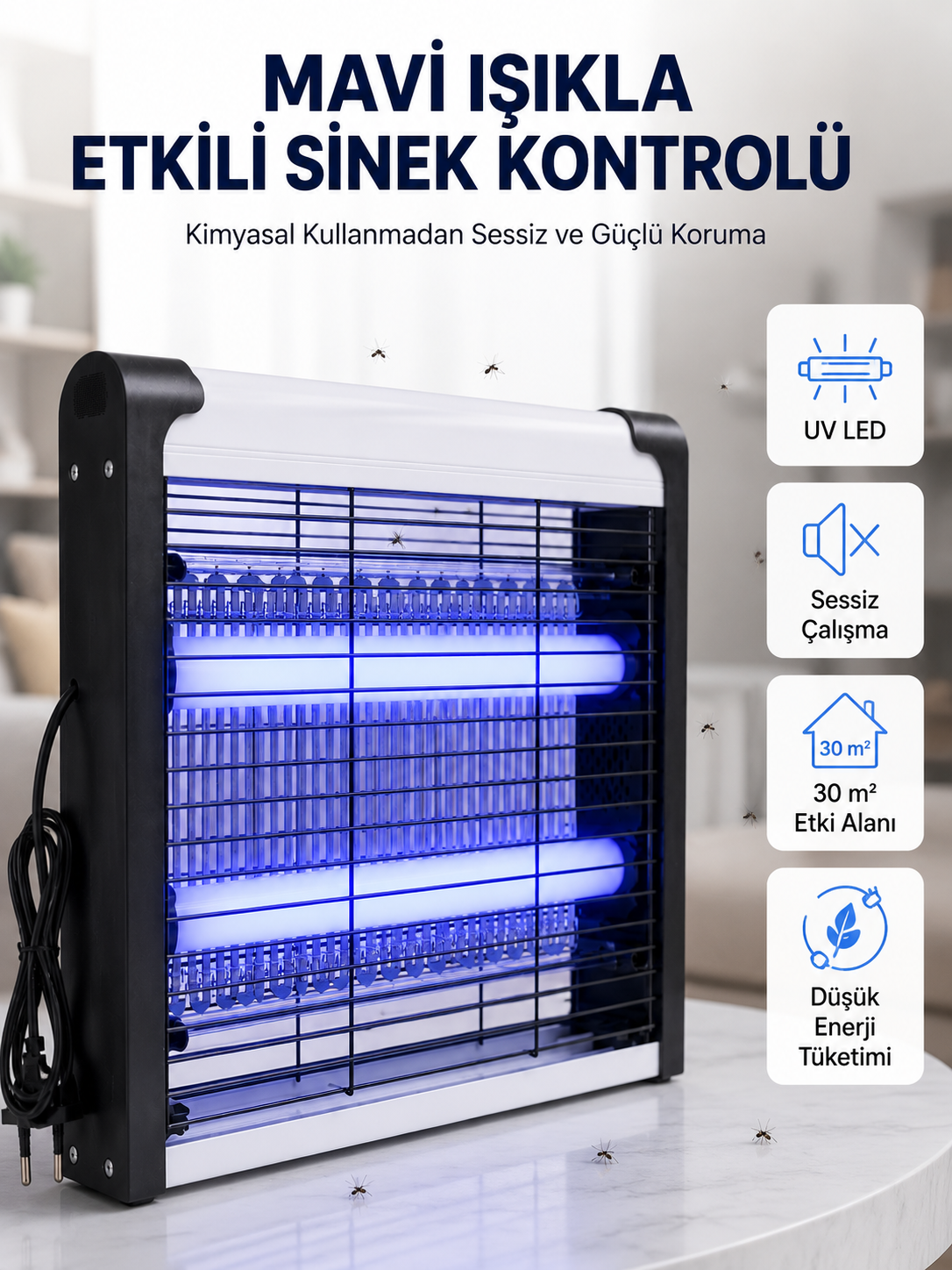 Enerji Tasarruflu Elektrikli Sinek Öldürücü Güvenli ve Etkili Koruma