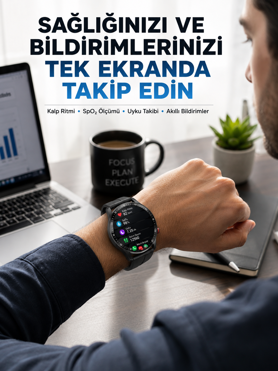 Akıllı Saat Yeni Model Sesli Asistan Bildirim Görme Bluetooth Bağlantılı Müzik Dinleme