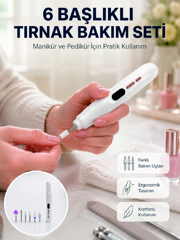 Kurutma Özellikli Manikür Pedikür Cihazı Şarj Edilebilir