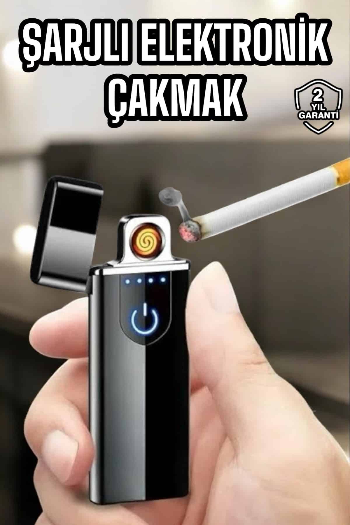 Dokunmatik Metal Uçlu Alevsiz USB Şarjlı Elektronik Çakmak