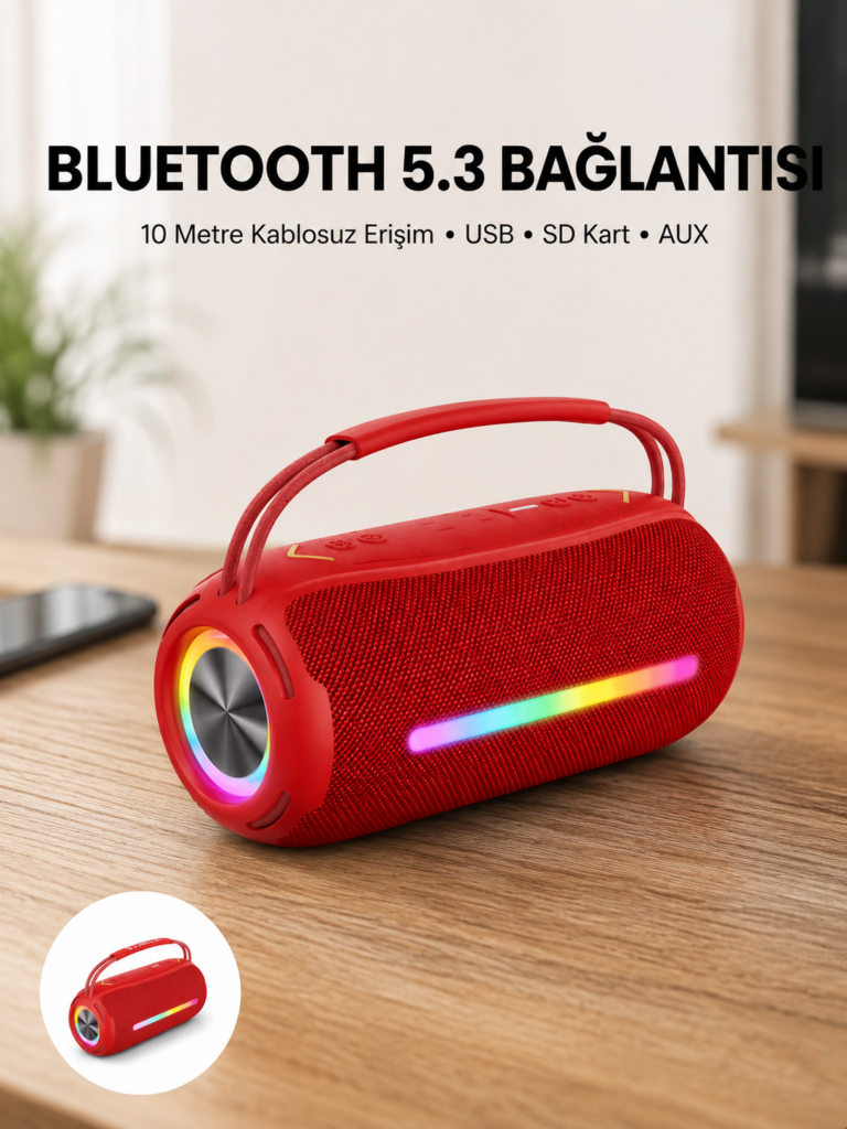 RGB Işıklı Taşınabilir Hoparlör – Çoklu Bağlantı Desteği